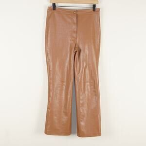 Aritzia Wilfred Adele Faux Leather Brown Ankle Boot Cut Pants Womens Sz 8